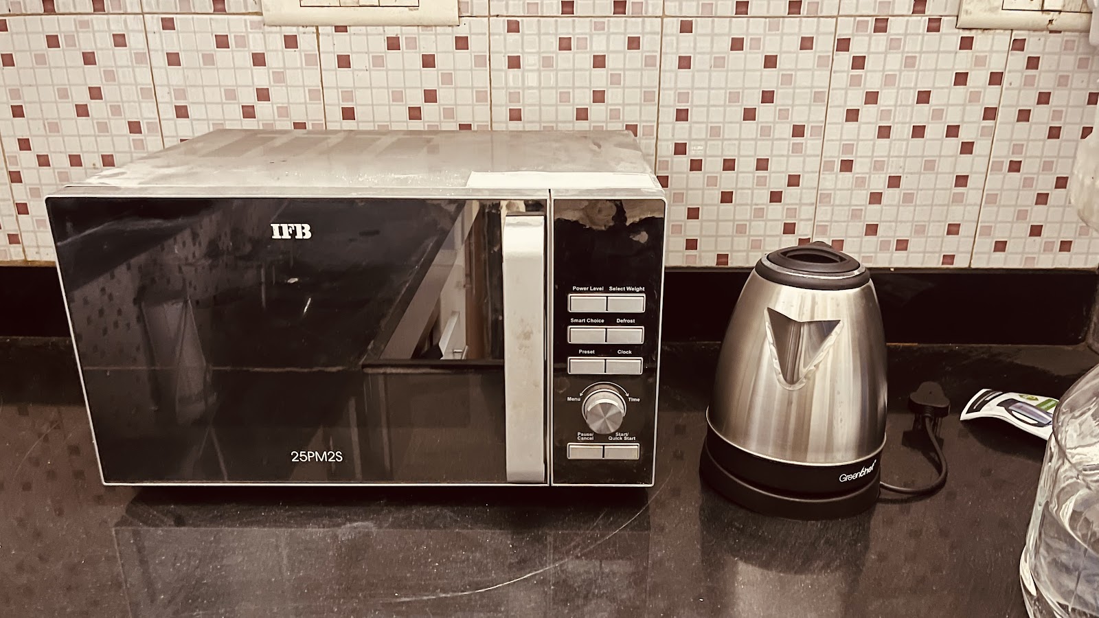 Microwave and pantry setup