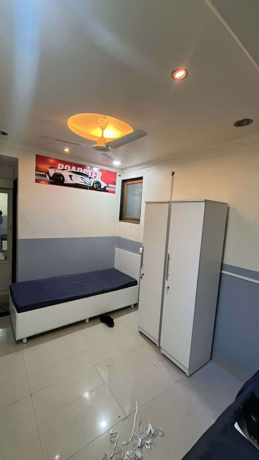 Spacious Room with Box Storage Cot & Cupboard