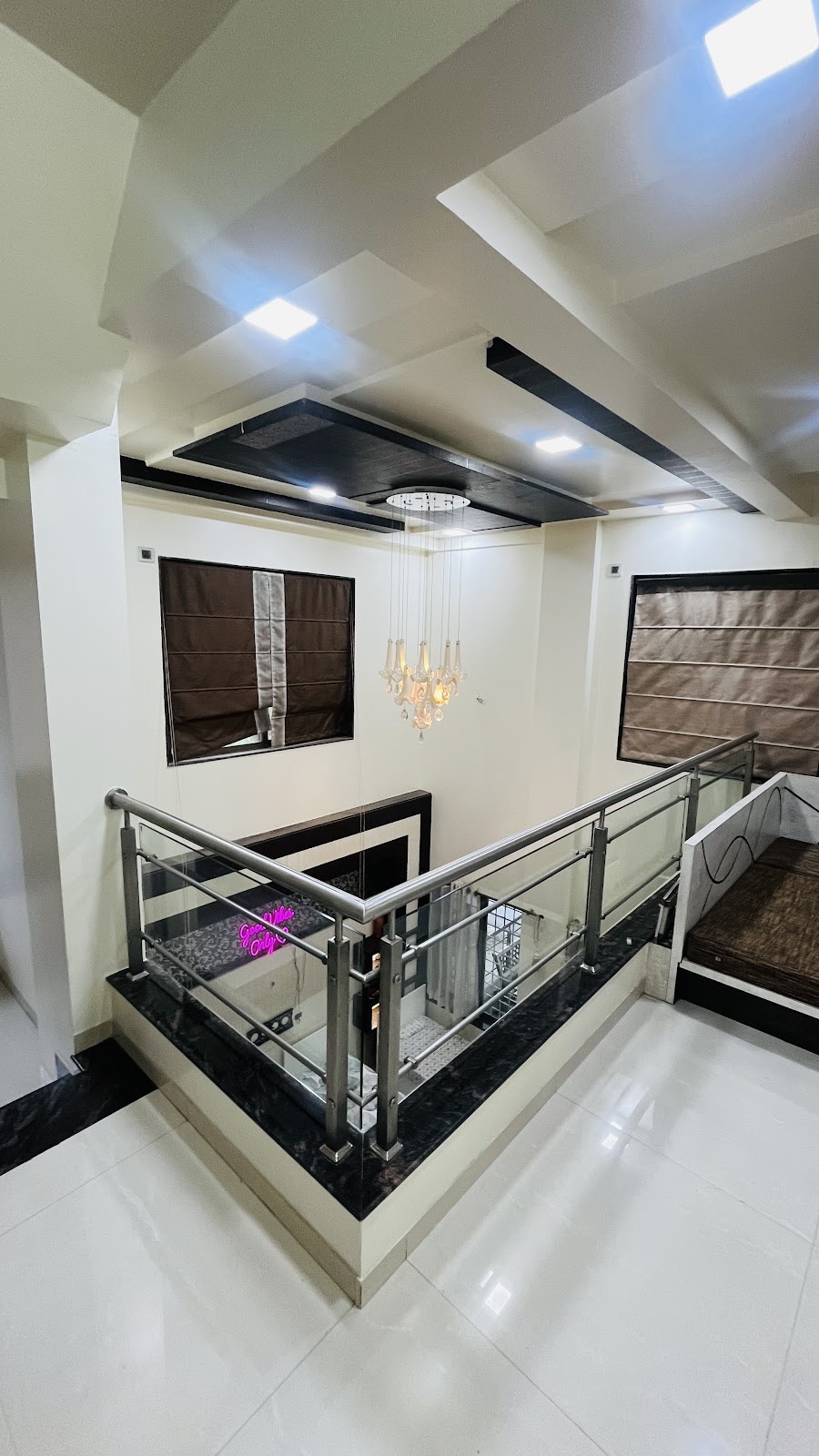 Duplex Staircase Atrium with Glass & Stainless Steel Railings